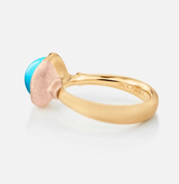 OLE LYNGGAARD COPENHAGEN Lotus ring 1 med turkis i gult gull