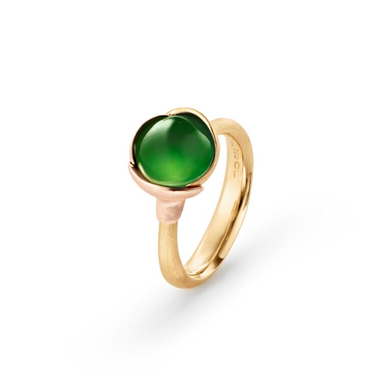 OLE LYNGGAARD COPENHAGEN Lotus ring 1 med serpentin i gult gull