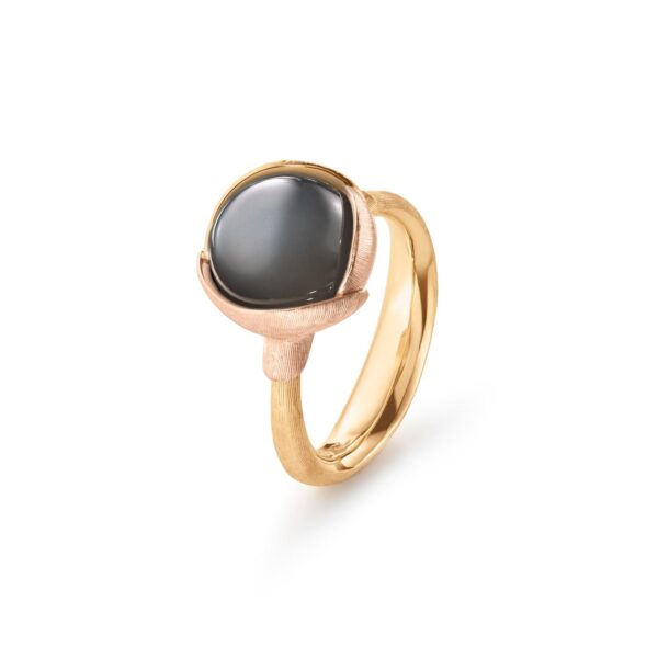 OLE LYNGGAARD COPENHAGEN  Lotus ring 2 i gult gull med grå månesten