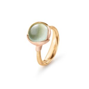 OLE LYNGGAARD COPENHAGEN Lotus ring 2 med akvamarin i gult gull