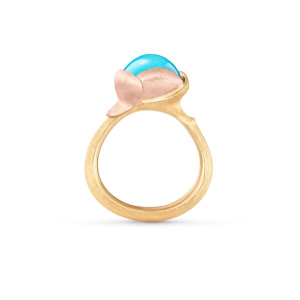 OLE LYNGGAARD COPENHAGEN  Lotus ring  2 i gult gull med Turkis