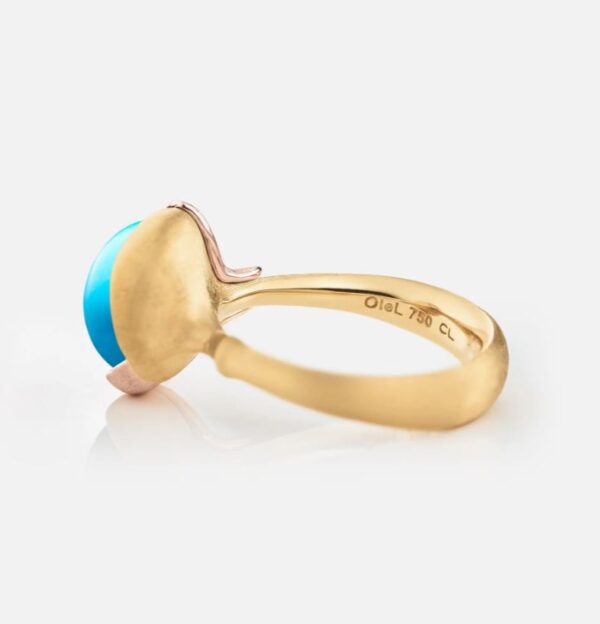 OLE LYNGGAARD COPENHAGEN  Lotus ring  2 i gult gull med Turkis