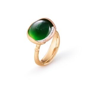 OLE LYNGGAARD COPENHAGEN Lotus ring 3 i gult gull med serpentin