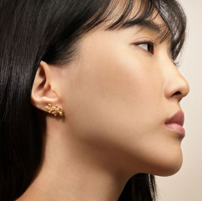 Gipsy ørepynt hvor man kan henge på hengi gult og rosé gull med 6 diamanter totalt 0,06 Tw.VS