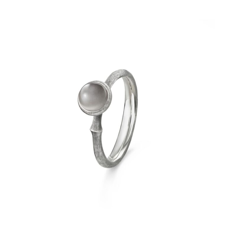 OLE LYNGGAARD COPENHAGEN Lotus ring 0 i sølv med grå månesten