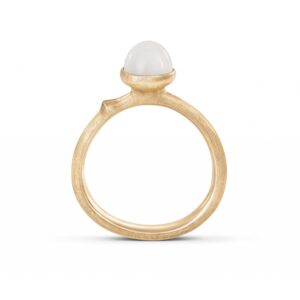 OLE LYNGGAARD COPENHAGEN Lotus Tiny ring i gult gull med hvit månesten