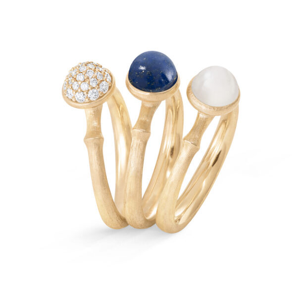 OLE LYNGGAARD COPENHAGEN Lotus Tiny ring i gult gull med hvit månesten