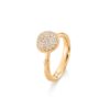 OLE LYNGGAARD COPENHAGEN Lotus ring pavé mellom i gult gull med diamanter