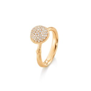OLE LYNGGAARD COPENHAGEN Lotus ring pavé mellom i gult gull med diamanter