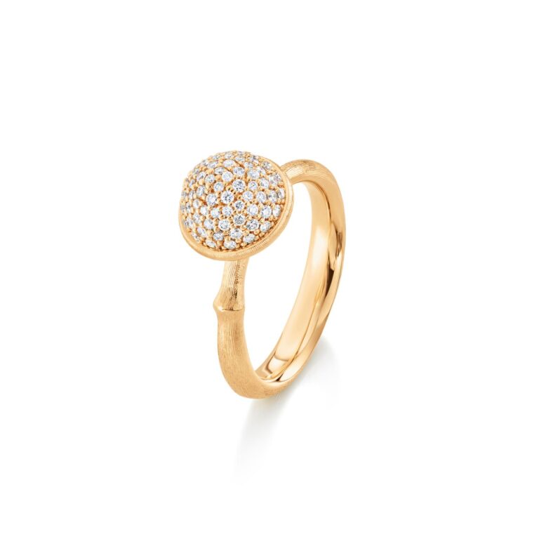 OLE LYNGGAARD COPENHAGEN Lotus ring pavé mellom i gult gull med diamanter