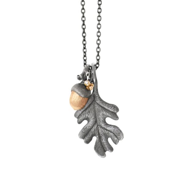 OLE LYNGGAARD COPENHAGEN Forest oakleaf anheng i oksidert sølv