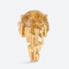 OLE LYNGGAARD COPENHAGEN BoHo ring large i gult gull med rutilkvarts