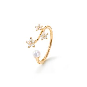 OLE LYNGGAARD COPENHAGEN Shooting Stars ring med diamanter og perle