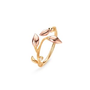 OLE LYNGGAARD COPENHAGEN "Blooming" ring i gult og rosé gull
