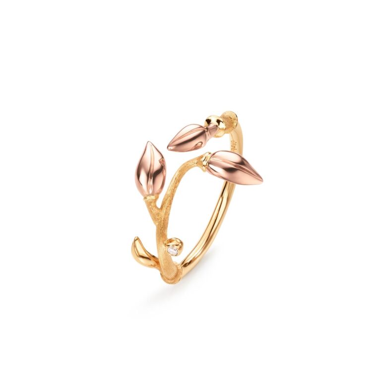OLE LYNGGAARD COPENHAGEN "Blooming" ring i gult og rosé gull