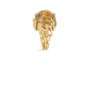 OLE LYNGGAARD COPENHAGEN BoHo ring large i gult gull med rutilkvarts