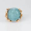 OLE LYNGGAARD COPENHAGEN BoHo ring large i gult gull med blå-grønn akvamarin