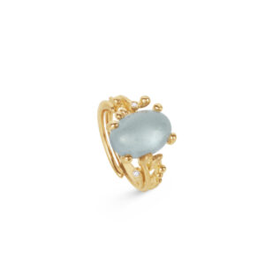 OLE LYNGGAARD COPENHAGEN BoHo ring small i gult gull med akvamarin