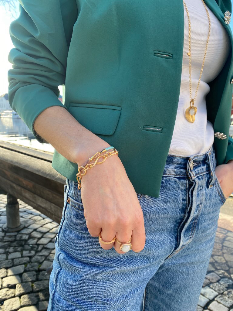 OLE LYNGGAARD COPENHAGEN Love bracelet thin armbånd i gult og rosé gull