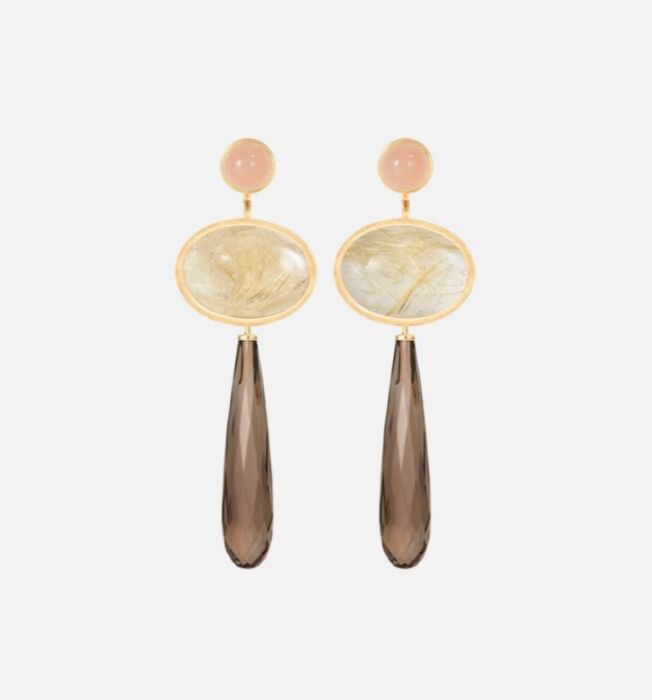 OLE LYNGGAARD COPENHAGEN Lotus ørepynt i gult gull med blush månesten