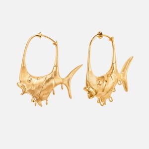 OLE LYNGGAARD COPENHAGEN Young Fish earrings large i gult gull