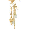 OLE LYNGGAARD COPENHAGEN Young fish earring pendant i gult gull med blush månesten og akvamariner