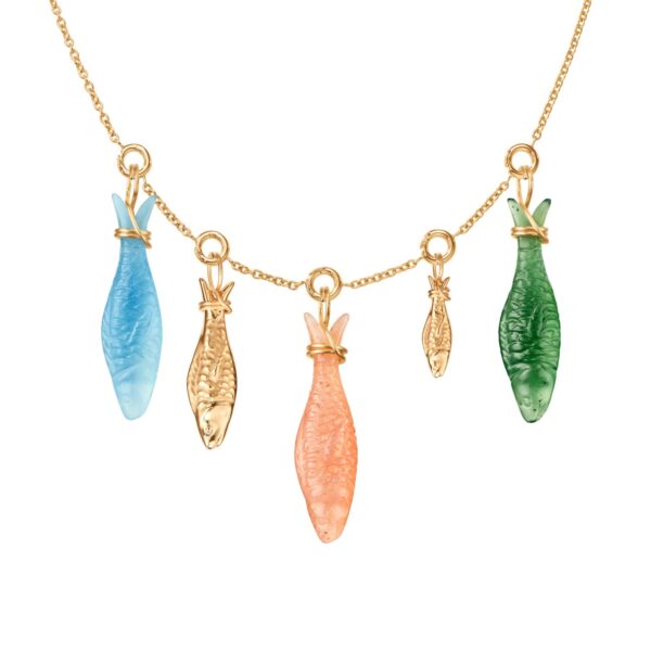 OLE LYNGGAARD COPENHAGEN Young fish pendant large i gult gull
