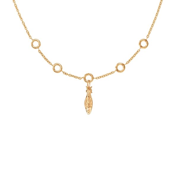 OLE LYNGGAARD COPENHAGEN Young fish pendant large i gult gull