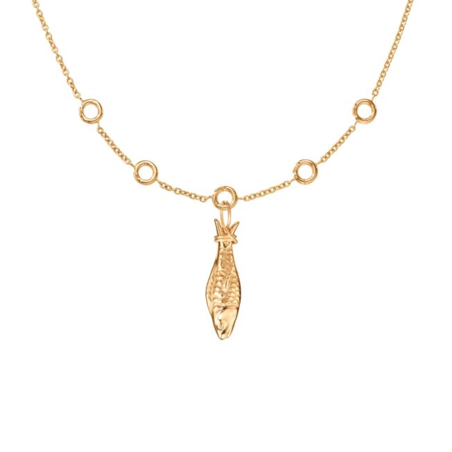 OLE LYNGGAARD COPENHAGEN Young fish pendant large i gult gull