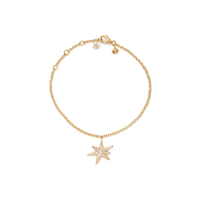 Funky stars armbånd i 18 k gult gull med diamanter