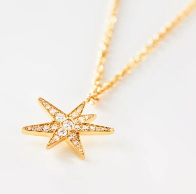 Funky stars anheng i 18 k gult gull med diamanter