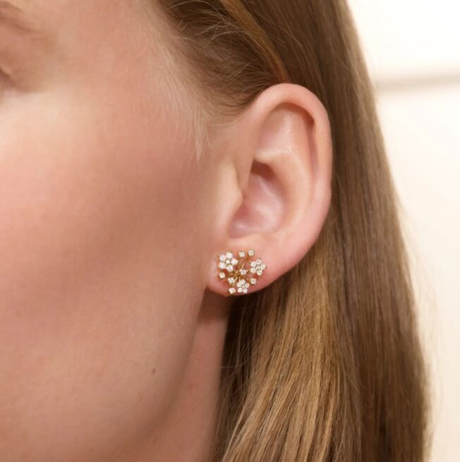 Shooting stars ørepynt 18 k gult gull med diamanter