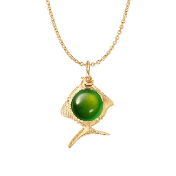 OLE LYNGGAARD COPENHAGEN Young fish pendant i gult gull med serpentin