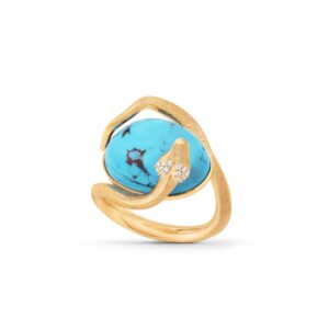 OLE LYNGGAARD COPENHAGEN  Snakes ring i gult gull med turkis og diamanter