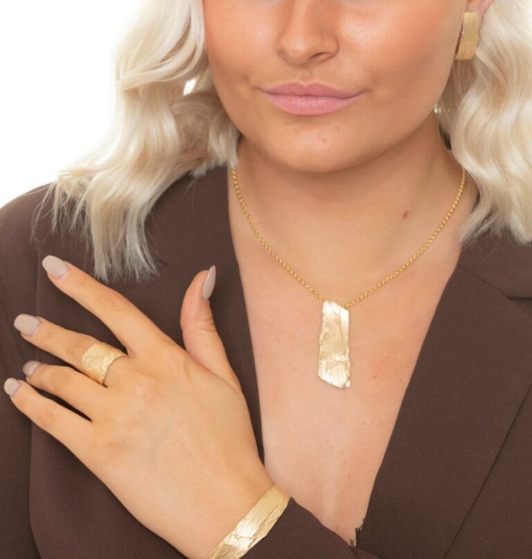 Catwalk Matte rock armring i forgylt sølv
