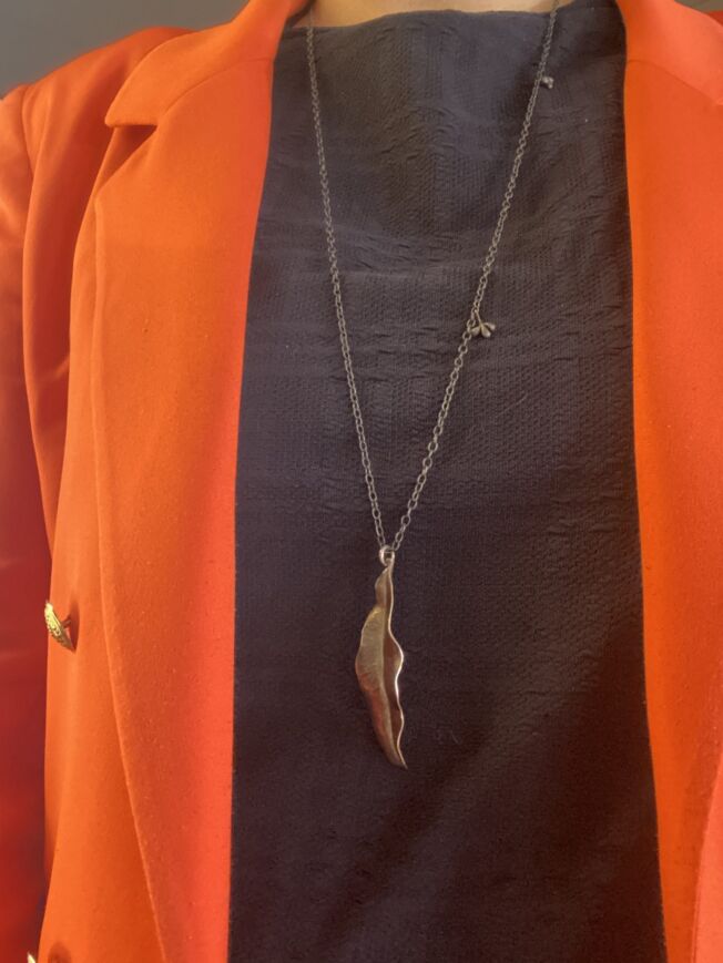 OLE LYNGGAARD COPENHAGEN Lotus design necklace i oksidert sølv