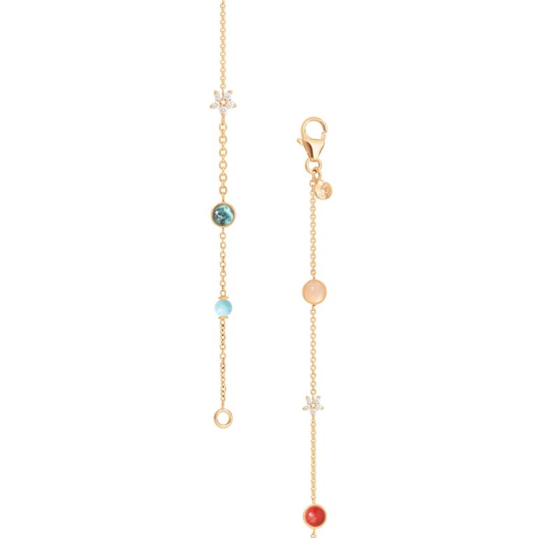 OLE LYNGGAARD COPENHAGEN Shooting Stars armbånd med koraller, turkis, London Blue topas