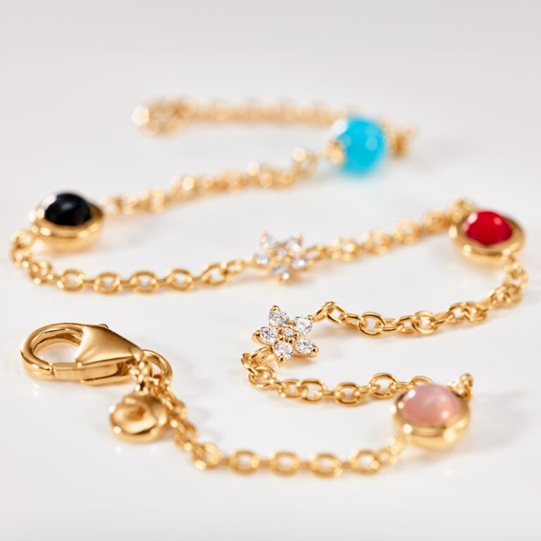 OLE LYNGGAARD COPENHAGEN Shooting Stars armbånd med koraller, turkis, London Blue topas