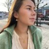 Susanne Friis Bjørner ørepynt "Vifte"i forgylt sølv med perle