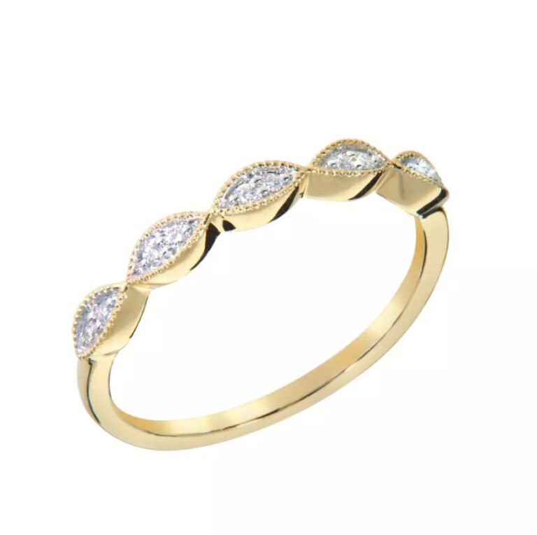 "Claudia" ring i gult gull med diamanter