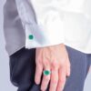 By Birdie «Cushion Green onyx» signetring i sølv