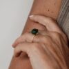 Noën «Dolce medium» ring i forgylt matt sølv med jade