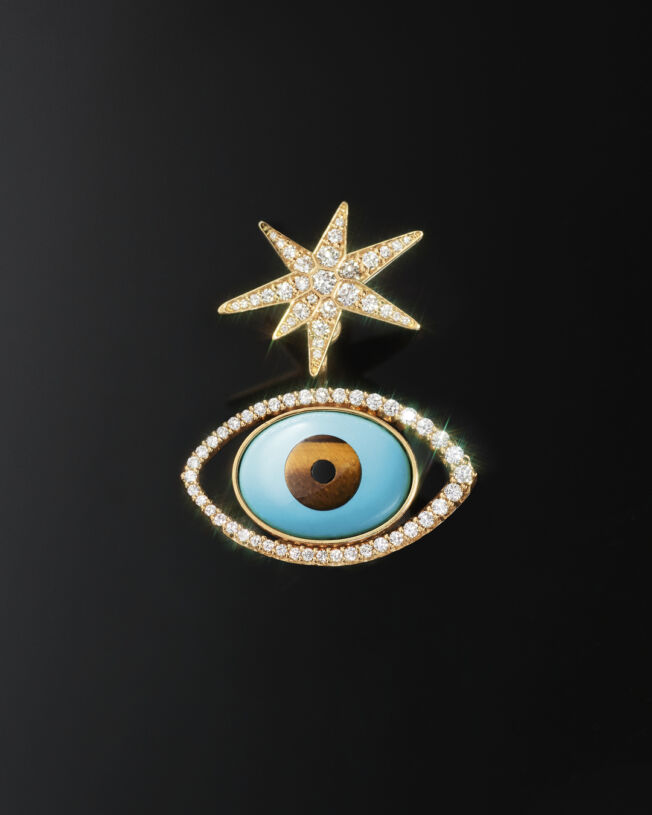 OLE LYNGGAARD COPENHAGEN Funky Stars medium ørepynt i gult gull