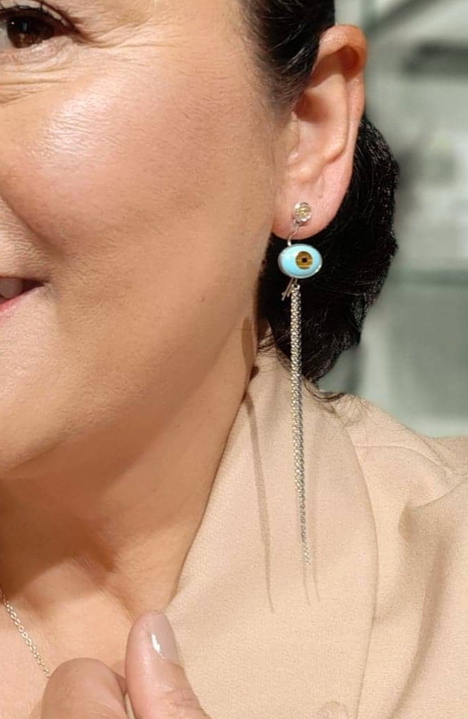 OLE LYNGGAARD COPENHAGEN Evil Eye øreanheng i sølv