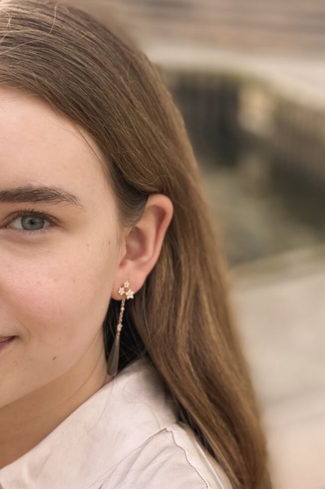 OLE LYNGGAARD COPENHAGEN Shooting Stars øreanheng til ørepynt med grå månesten