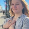 Susanne Friis Bjørner forgylt armbånd med London blue krystall
