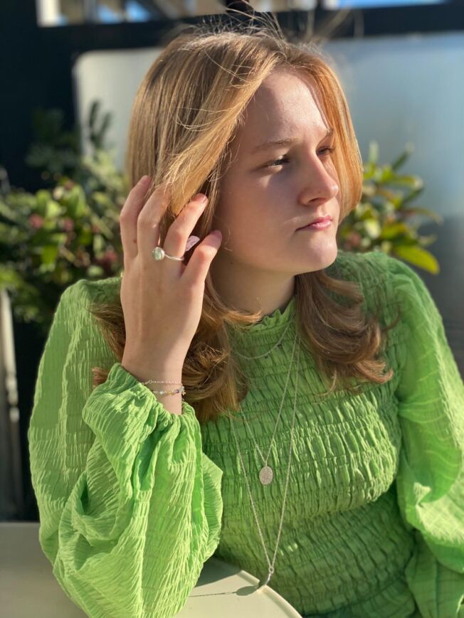 Susanne Friis Bjørner ring i sølv med phrenite