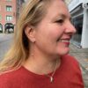 Georg Jensen “Vivianna long earring” i sølv med topas