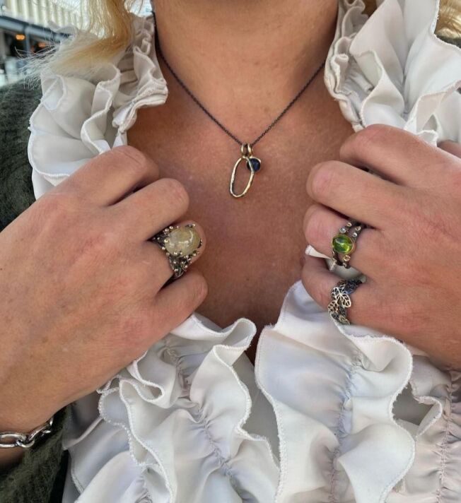 By Birdie "Ponte Rutile" ring i sølv med rutilkvarts, gult gull detaljer og diamanter