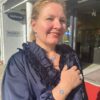 Georg Jensen “Daisy armbånd" i sølv med blå emaljert blomst